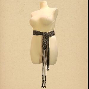 Vintage Dark Grey Woven Leather Belt